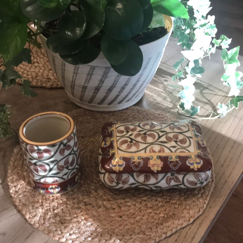 Amita Ceramic Trinket Box & Tumbler